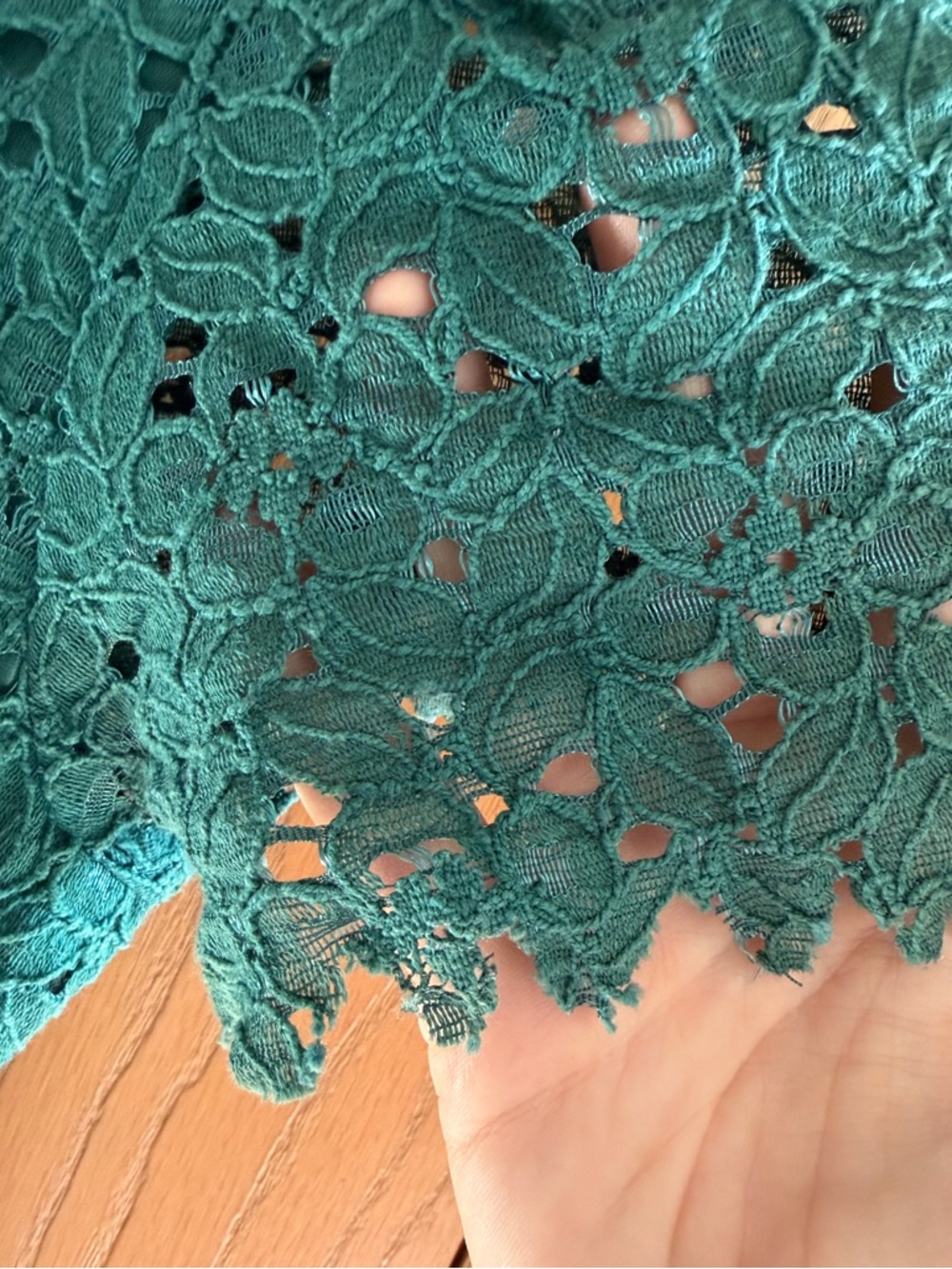 Anthropologie Two of Us Soft Lace Button Front Green Teal Blouse Women’s Size 4 - Picture 4 of 11